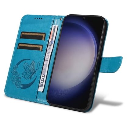 For Samsung Galaxy S25 / S24 5G Swallowtail Butterfly Embossed Leather Phone Case(Blue) by buy2fix