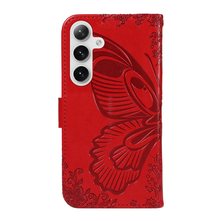 For Samsung Galaxy S25 / S24 5G Swallowtail Butterfly Embossed Leather Phone Case(Red) by buy2fix