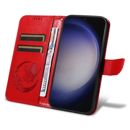 For Samsung Galaxy S25 / S24 5G Swallowtail Butterfly Embossed Leather Phone Case(Red) by buy2fix