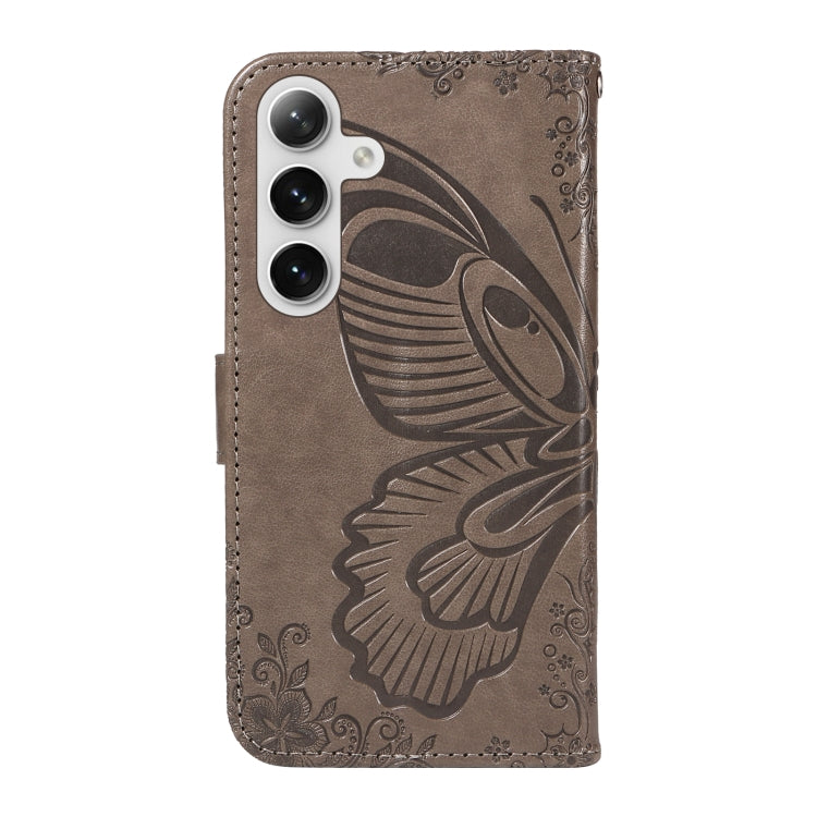 For Samsung Galaxy S25 / S24 5G Swallowtail Butterfly Embossed Leather Phone Case(Grey) by buy2fix