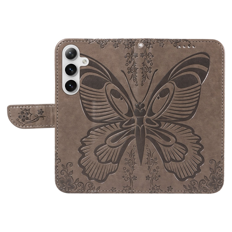 For Samsung Galaxy S25 / S24 5G Swallowtail Butterfly Embossed Leather Phone Case(Grey) by buy2fix