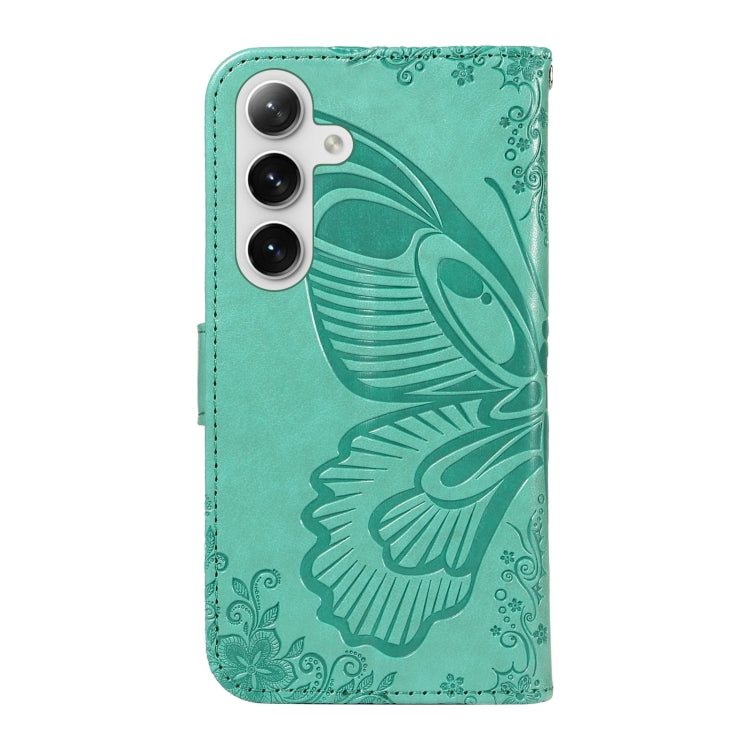 For Samsung Galaxy S25 / S24 5G Swallowtail Butterfly Embossed Leather Phone Case(Green) by buy2fix