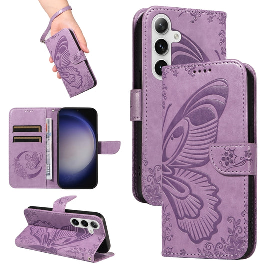For Samsung Galaxy S25+ / S24+ 5G Swallowtail Butterfly Embossed Leather Phone Case(Purple) by buy2fix