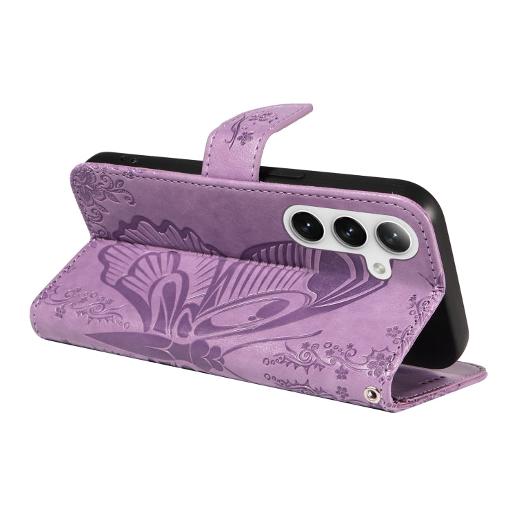 For Samsung Galaxy S25+ / S24+ 5G Swallowtail Butterfly Embossed Leather Phone Case(Purple) by buy2fix