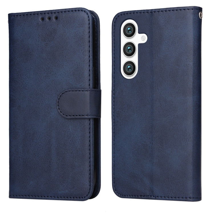 For Samsung Galaxy S25 5G Classic Calf Texture Flip Leather Phone Case(Blue) by buy2fix