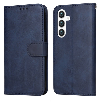 For Samsung Galaxy S25 5G Classic Calf Texture Flip Leather Phone Case(Blue) by buy2fix