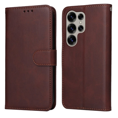 For Samsung Galaxy S25 Ultra 5G Classic Calf Texture Flip Leather Phone Case(Brown) by buy2fix