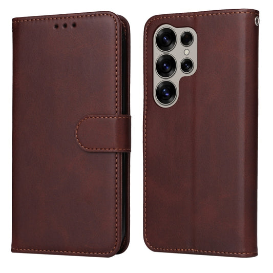 For Samsung Galaxy S25 Ultra 5G Classic Calf Texture Flip Leather Phone Case(Brown) by buy2fix