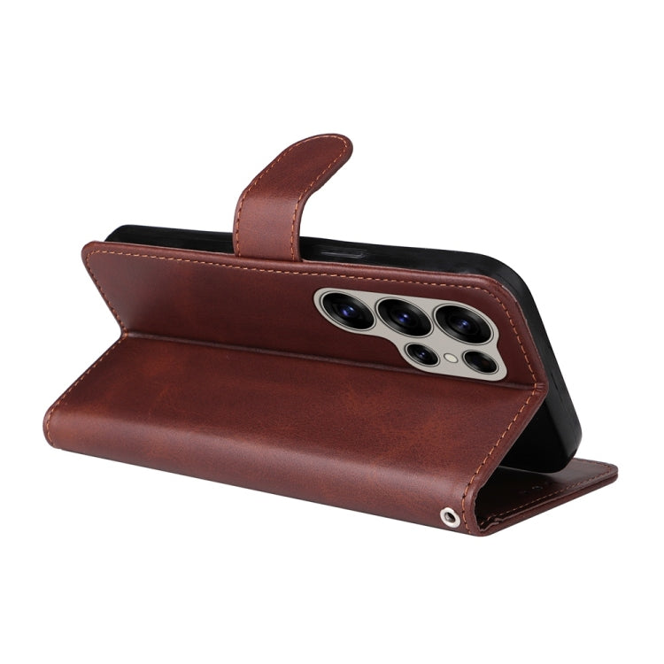 For Samsung Galaxy S25 Ultra 5G Classic Calf Texture Flip Leather Phone Case(Brown) by buy2fix