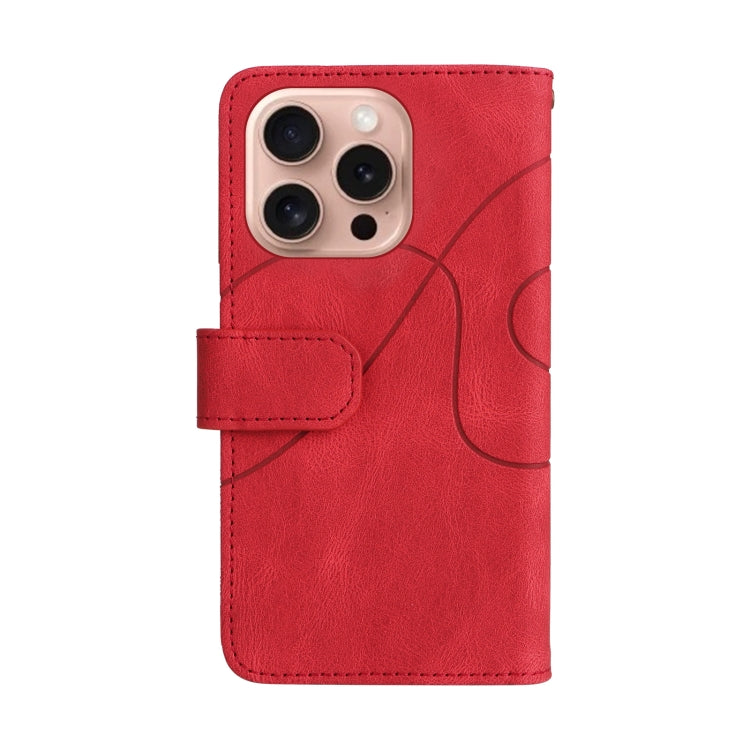 For iPhone 16 Pro Dual-color 9 Card Slots Zipper Wallet Leather Phone Case(Red) by buy2fix