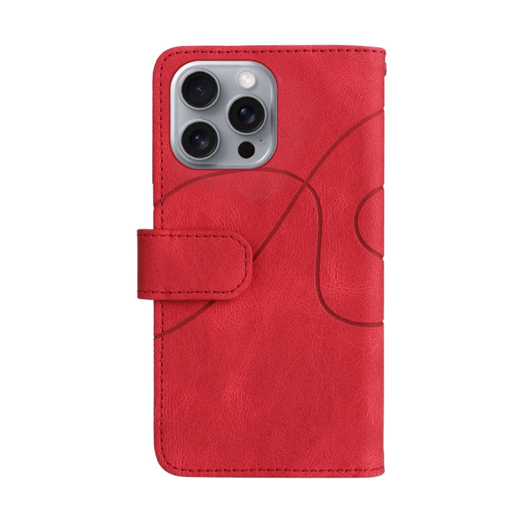 For iPhone 16 Pro Max Dual-color 9 Card Slots Zipper Wallet Leather Phone Case(Red) by buy2fix