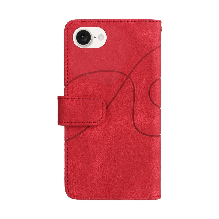 For iPhone 16e Dual-color 9 Card Slots Zipper Wallet Leather Phone Case(Red) by buy2fix