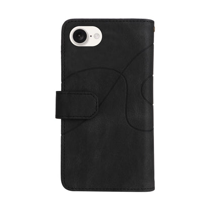 For iPhone 16e Dual-color 9 Card Slots Zipper Wallet Leather Phone Case(Black) by buy2fix