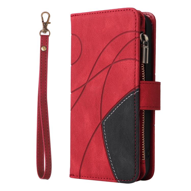 For iPhone Air Dual-color 9 Card Slots Zipper Wallet Leather Phone Case(Red) - iPhone Air Cases by buy2fix | Online Shopping UK | buy2fix