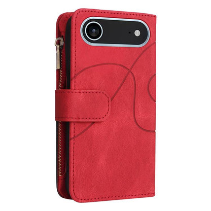 For iPhone Air Dual-color 9 Card Slots Zipper Wallet Leather Phone Case(Red) - iPhone Air Cases by buy2fix | Online Shopping UK | buy2fix