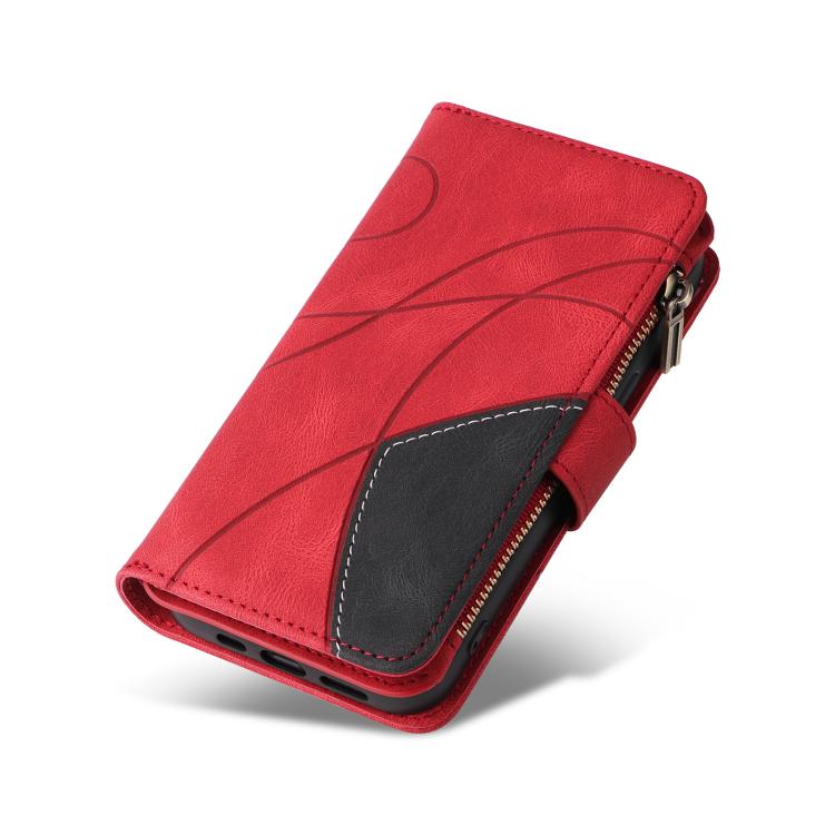 For iPhone Air Dual-color 9 Card Slots Zipper Wallet Leather Phone Case(Red) - iPhone Air Cases by buy2fix | Online Shopping UK | buy2fix