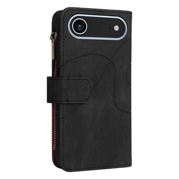 For iPhone Air Dual-color 9 Card Slots Zipper Wallet Leather Phone Case(Black) - iPhone Air Cases by buy2fix | Online Shopping UK | buy2fix