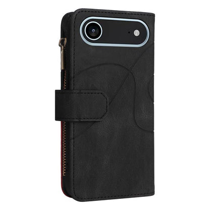 For iPhone Air Dual-color 9 Card Slots Zipper Wallet Leather Phone Case(Black) - iPhone Air Cases by buy2fix | Online Shopping UK | buy2fix
