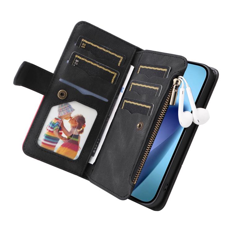 For iPhone Air Dual-color 9 Card Slots Zipper Wallet Leather Phone Case(Black) - iPhone Air Cases by buy2fix | Online Shopping UK | buy2fix