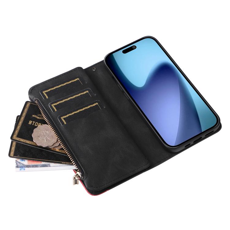 For iPhone Air Dual-color 9 Card Slots Zipper Wallet Leather Phone Case(Black) - iPhone Air Cases by buy2fix | Online Shopping UK | buy2fix