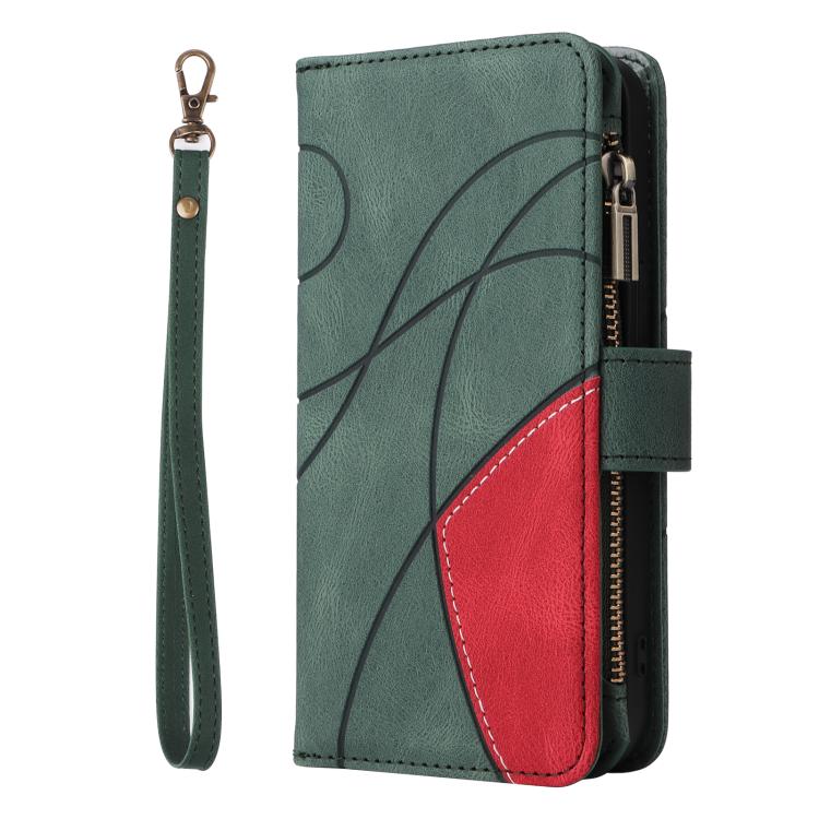 For iPhone Air Dual-color 9 Card Slots Zipper Wallet Leather Phone Case(Green) - iPhone Air Cases by buy2fix | Online Shopping UK | buy2fix