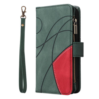 For iPhone Air Dual-color 9 Card Slots Zipper Wallet Leather Phone Case(Green) - iPhone Air Cases by buy2fix | Online Shopping UK | buy2fix