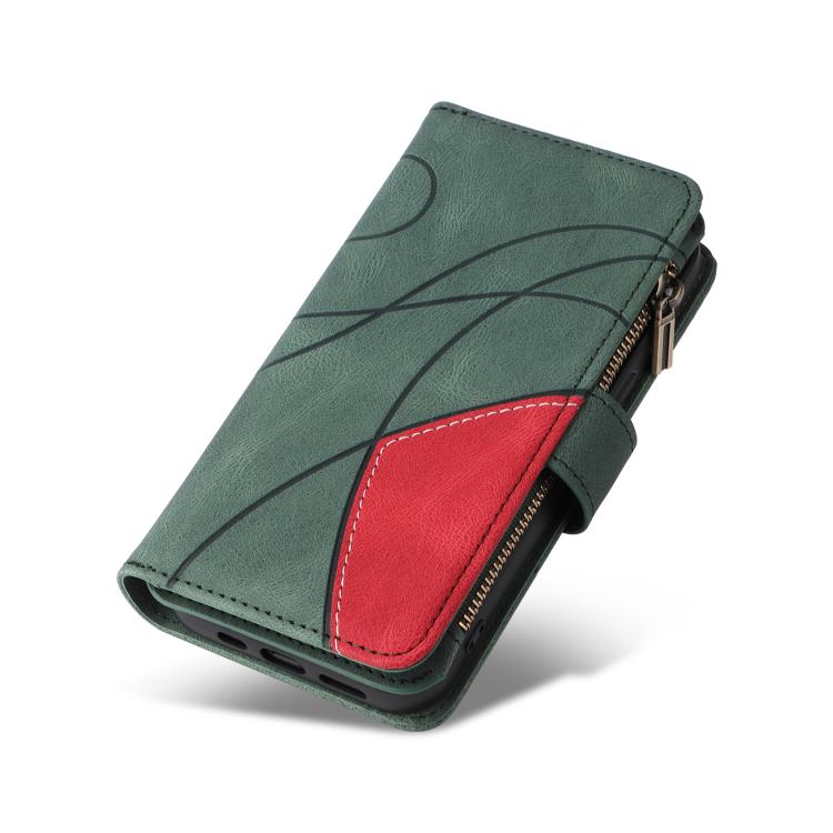 For iPhone Air Dual-color 9 Card Slots Zipper Wallet Leather Phone Case(Green) - iPhone Air Cases by buy2fix | Online Shopping UK | buy2fix