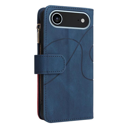 For iPhone Air Dual-color 9 Card Slots Zipper Wallet Leather Phone Case(Blue) - iPhone Air Cases by buy2fix | Online Shopping UK | buy2fix