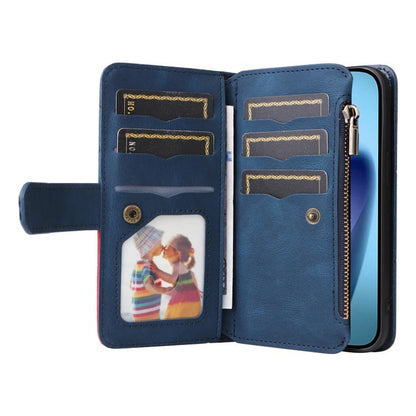 For iPhone Air Dual-color 9 Card Slots Zipper Wallet Leather Phone Case(Blue) - iPhone Air Cases by buy2fix | Online Shopping UK | buy2fix