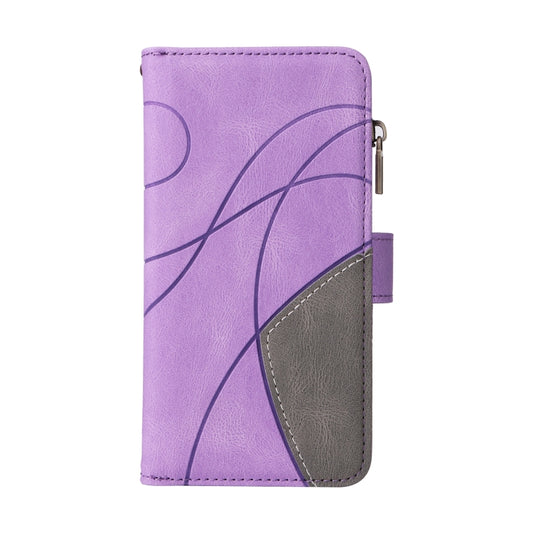 For Samsung Galaxy S25 Ultra 5G Dual-color 9 Card Slots Zipper Wallet Leather Phone Case(Purple) by buy2fix