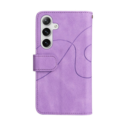 For Samsung Galaxy S25 / S24 5G Dual-color 9 Card Slots Zipper Wallet Leather Phone Case(Purple) by buy2fix