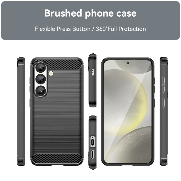 For Samsung Galaxy S25 5G Carbon Fiber Brushed Texture TPU Phone Case(Black) by buy2fix