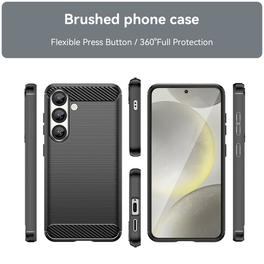For Samsung Galaxy S25 5G Carbon Fiber Brushed Texture TPU Phone Case(Black) by buy2fix