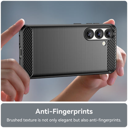 For Samsung Galaxy S25 5G Carbon Fiber Brushed Texture TPU Phone Case(Black) by buy2fix