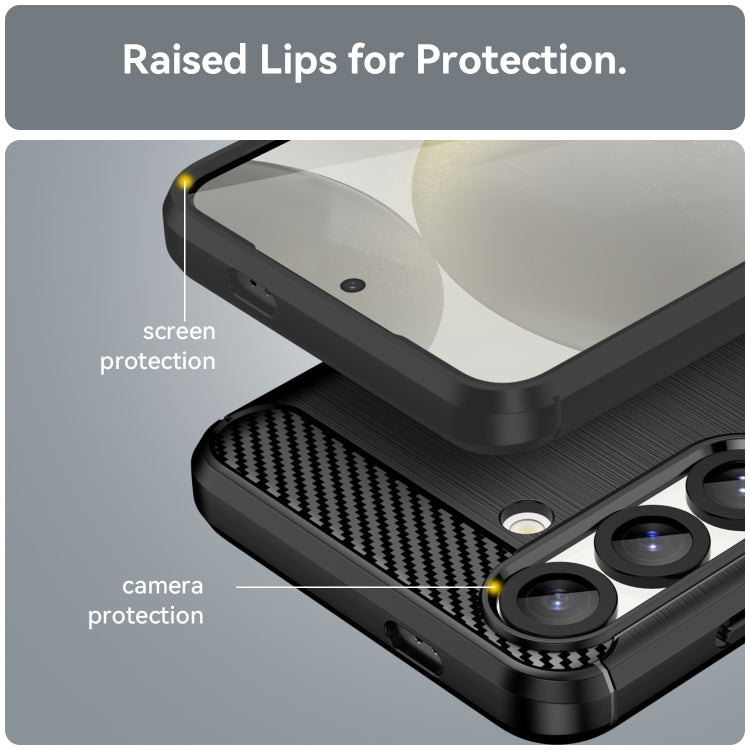 For Samsung Galaxy S25 5G Carbon Fiber Brushed Texture TPU Phone Case(Black) by buy2fix