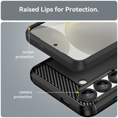 For Samsung Galaxy S25 5G Carbon Fiber Brushed Texture TPU Phone Case(Black) by buy2fix