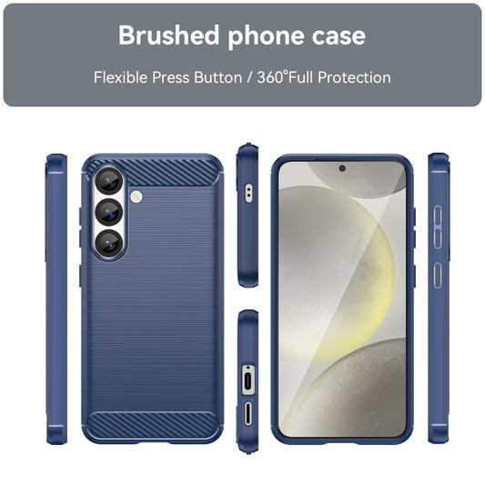 For Samsung Galaxy S25 5G Carbon Fiber Brushed Texture TPU Phone Case(Blue) by buy2fix