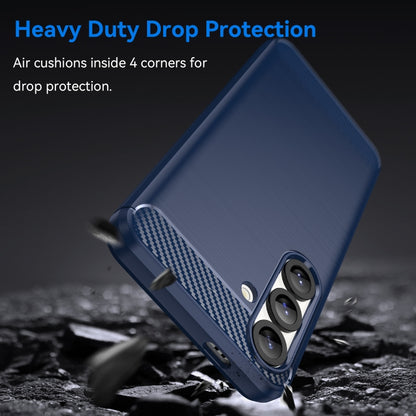 For Samsung Galaxy S25 5G Carbon Fiber Brushed Texture TPU Phone Case(Blue) by buy2fix