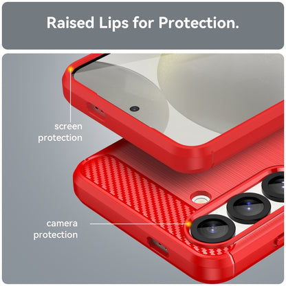For Samsung Galaxy S25 5G Carbon Fiber Brushed Texture TPU Phone Case(Red) by buy2fix