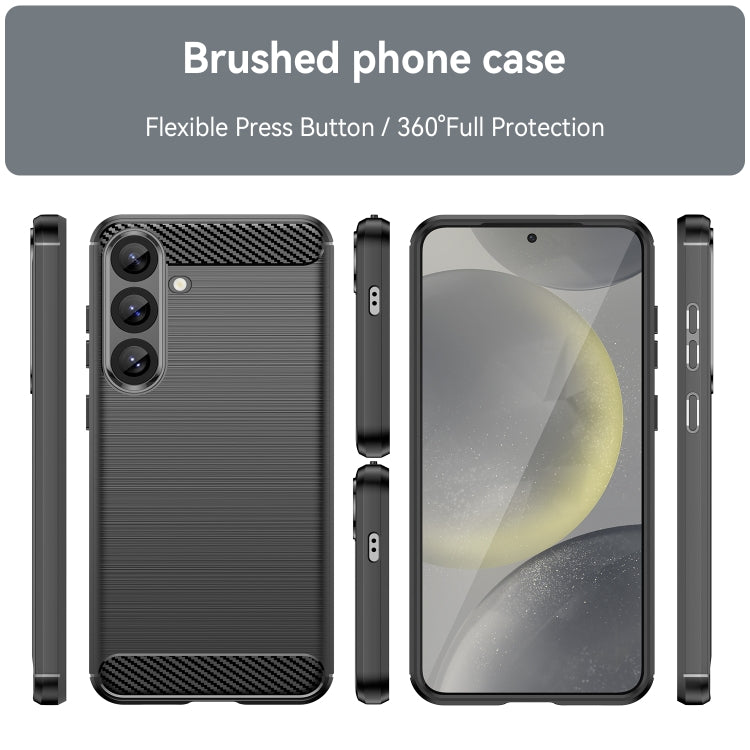 For Samsung Galaxy S25+ 5G Carbon Fiber Brushed Texture TPU Phone Case(Black) by buy2fix
