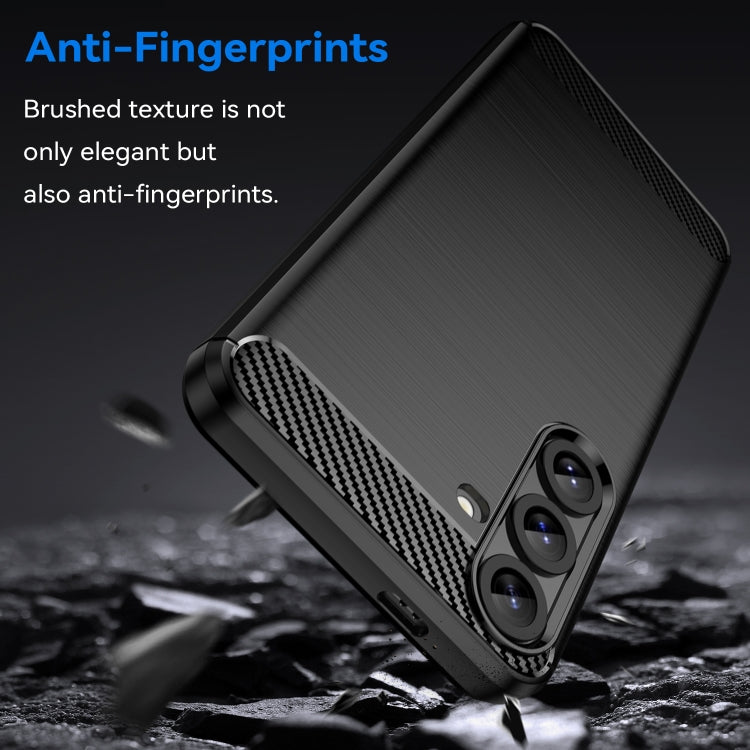 For Samsung Galaxy S25+ 5G Carbon Fiber Brushed Texture TPU Phone Case(Black) by buy2fix