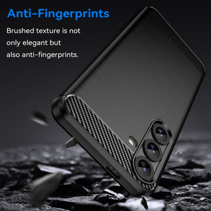For Samsung Galaxy S25+ 5G Carbon Fiber Brushed Texture TPU Phone Case(Black) by buy2fix