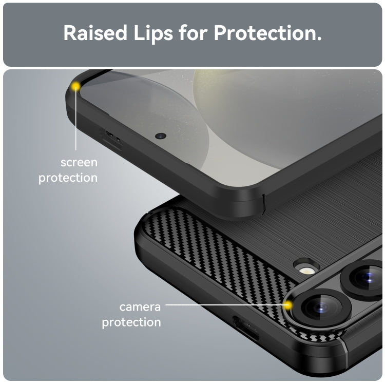 For Samsung Galaxy S25+ 5G Carbon Fiber Brushed Texture TPU Phone Case(Black) by buy2fix