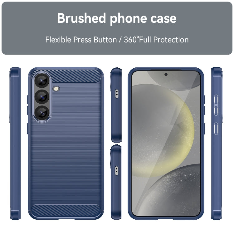 For Samsung Galaxy S25+ 5G Carbon Fiber Brushed Texture TPU Phone Case(Blue) by buy2fix