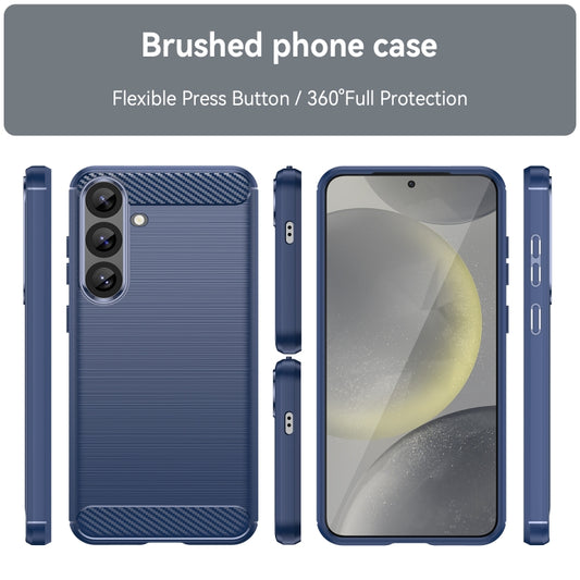 For Samsung Galaxy S25+ 5G Carbon Fiber Brushed Texture TPU Phone Case(Blue) by buy2fix
