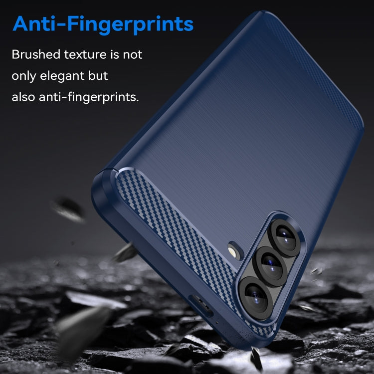 For Samsung Galaxy S25+ 5G Carbon Fiber Brushed Texture TPU Phone Case(Blue) by buy2fix