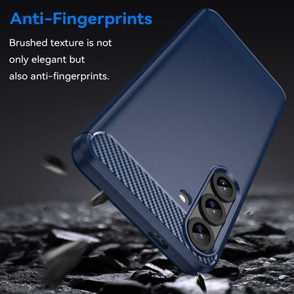 For Samsung Galaxy S25+ 5G Carbon Fiber Brushed Texture TPU Phone Case(Blue) by buy2fix