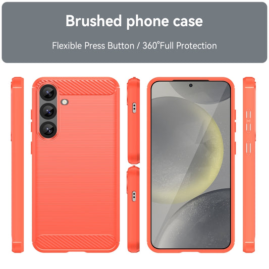 For Samsung Galaxy S25+ 5G Carbon Fiber Brushed Texture TPU Phone Case(Red) by buy2fix
