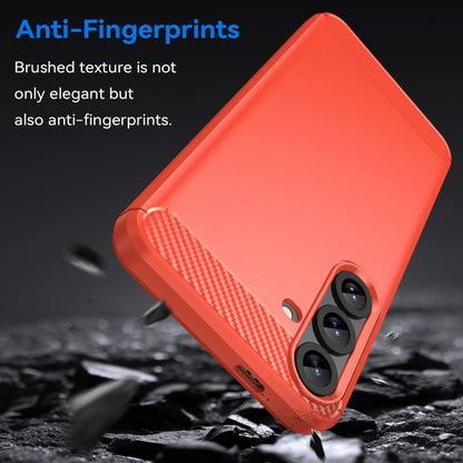 For Samsung Galaxy S25+ 5G Carbon Fiber Brushed Texture TPU Phone Case(Red) by buy2fix