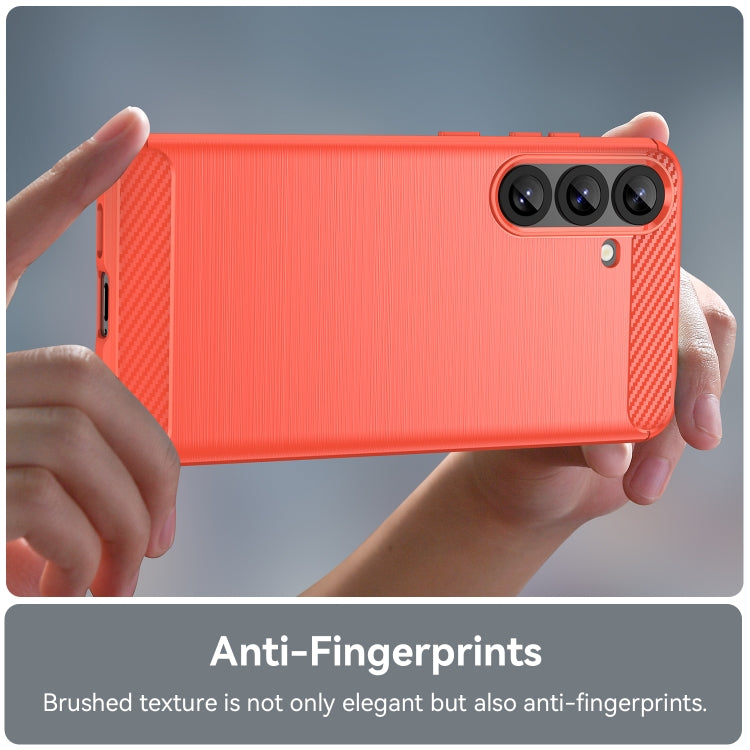 For Samsung Galaxy S25+ 5G Carbon Fiber Brushed Texture TPU Phone Case(Red) by buy2fix